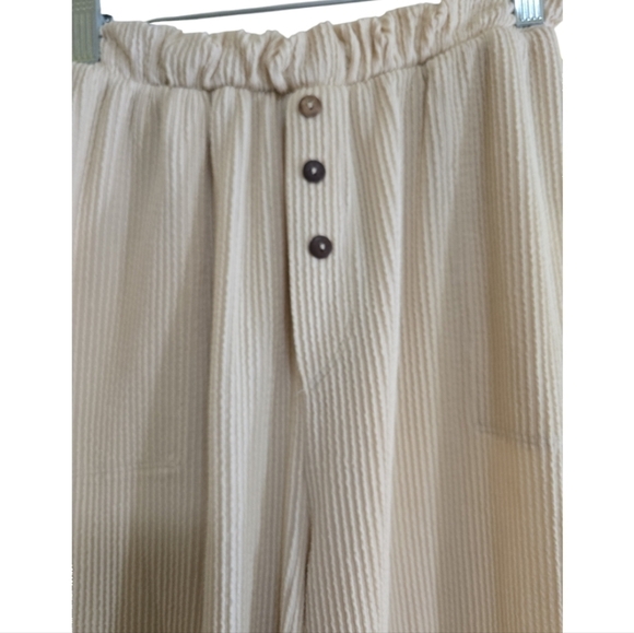 Free People Beach Cream Waffle Joggers with Faux Button Fly XS Pockets - Picture 3 of 5